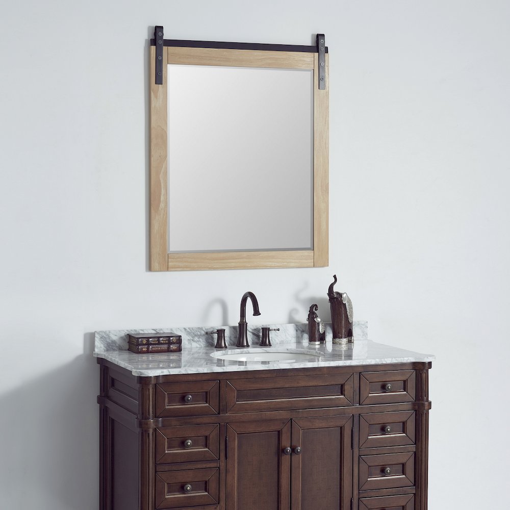 Cortes 32" Rectangular Bathroom Vanity Barndoor Wall Mount Mirror in Pine