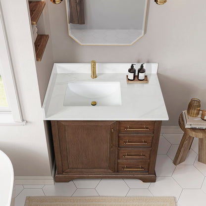 Tokyo 36" Freestanding Single Bath Vanity in Aged Dark Brown Oak