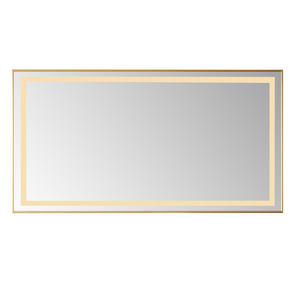 60" Rectangular Aluminum Framed LED Wall Mount Bathroom Vanity Mirror in Gold