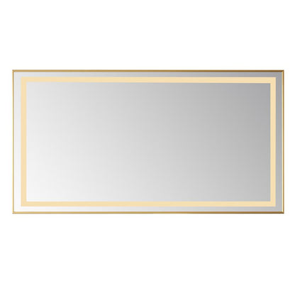 60" Rectangular Aluminum Framed LED Wall Mount Bathroom Vanity Mirror in Gold