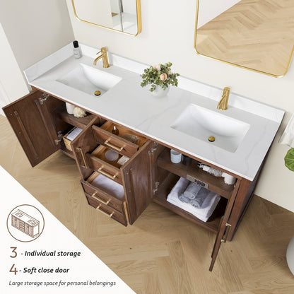 Jakarta 72" Freestanding Double Bath Vanity in Aged Dark Brown Oak