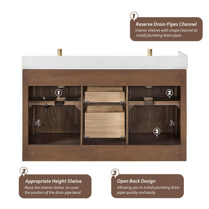 Jakarta 60M" Freestanding Double Bath Vanity in Aged Dark Brown Oak