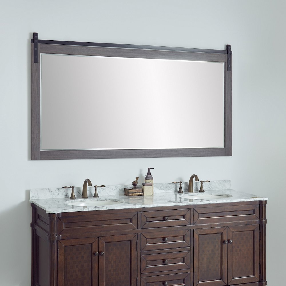 Cortes 72" Rectangular Bathroom Vanity Barndoor Wall Mount Mirror in Oak