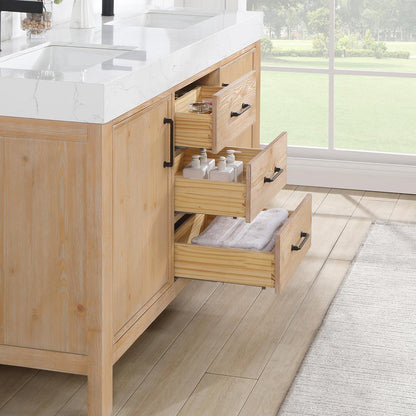 Free-standing Double Bathroom Vanity with Composite top and Mirror