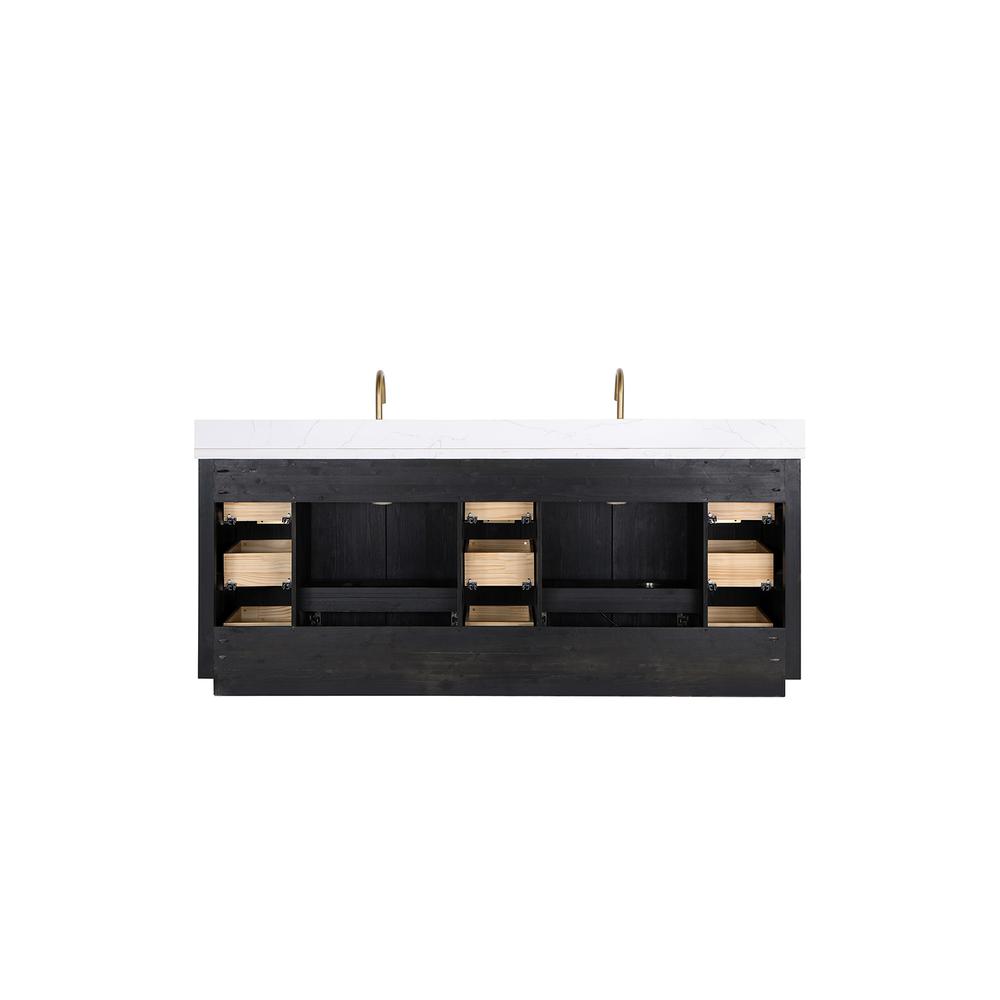 Free-standing Double Bathroom Vanity with Composite top in Lightning White