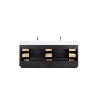 Free-standing Double Bathroom Vanity with Composite top in Lightning White