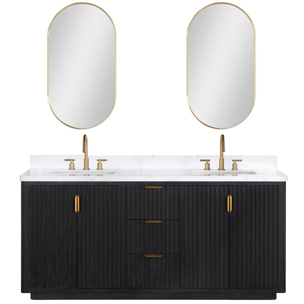 Free-standing Double Bathroom Vanity with Composite top and Mirror