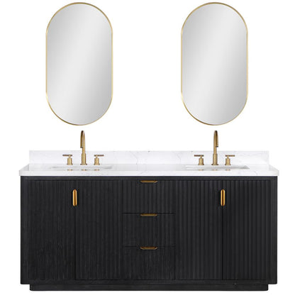 Free-standing Double Bathroom Vanity with Composite top and Mirror