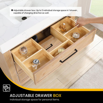 Free-standing Single Bathroom Vanity with Composite top in Lightning White
