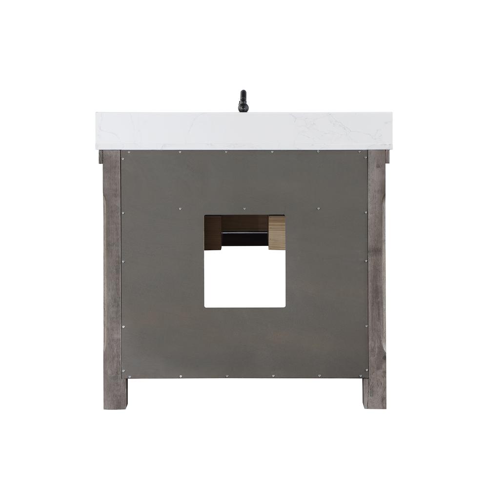 Single Bath Vanity with Composite Stone Top, White Farmhouse Basin