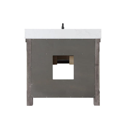 Single Bath Vanity with Composite Stone Top, White Farmhouse Basin