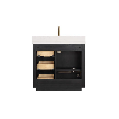 Free-standing Single Bathroom Vanity with Composite top in Lightning White