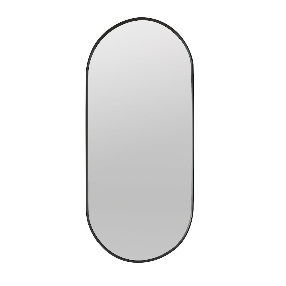Oval Aluminum Framed Wall Mount Bathroom Vanity Mirror in Brushed Black
