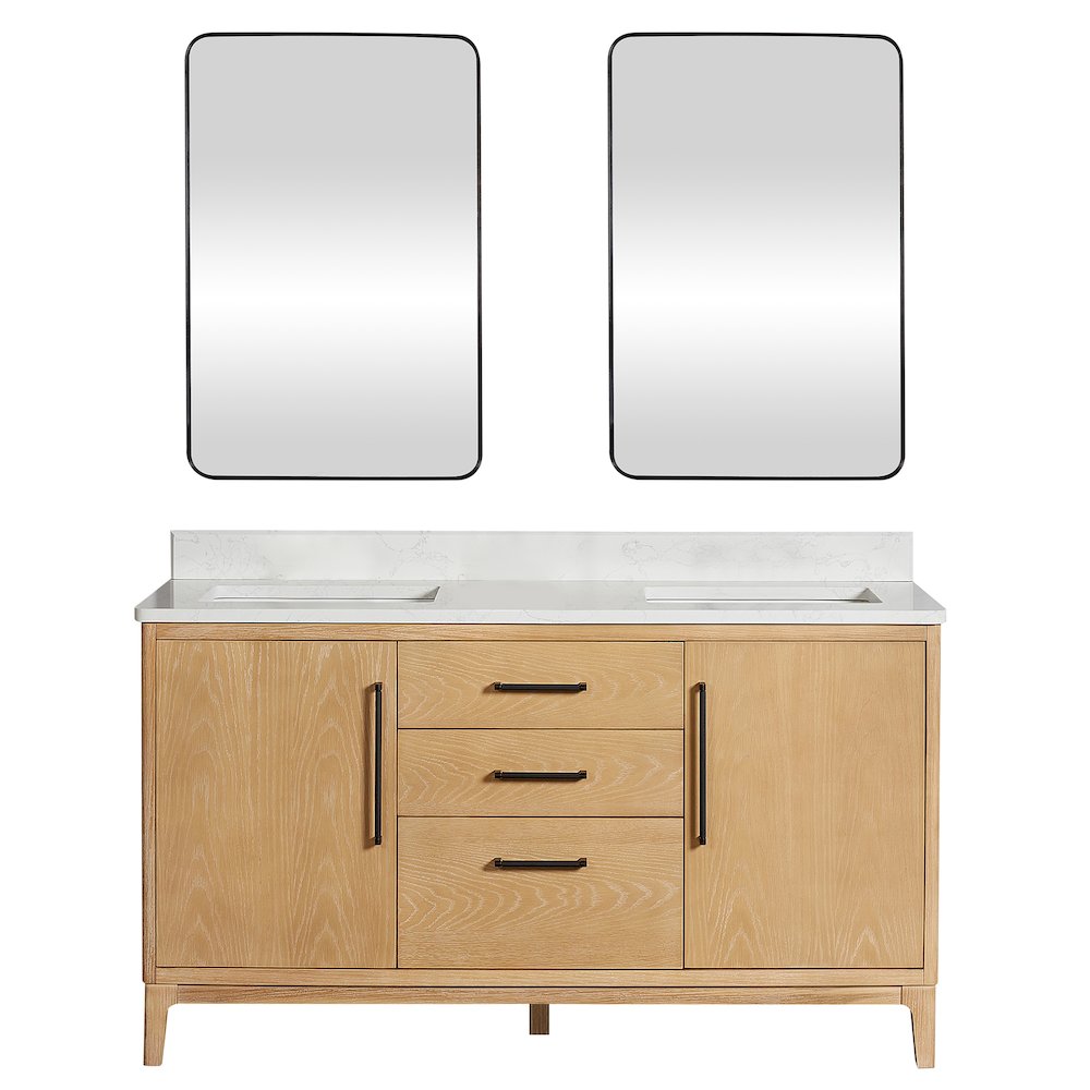 Gara 60M" Free-standing Double Bath Vanity in Washed Ash Grey