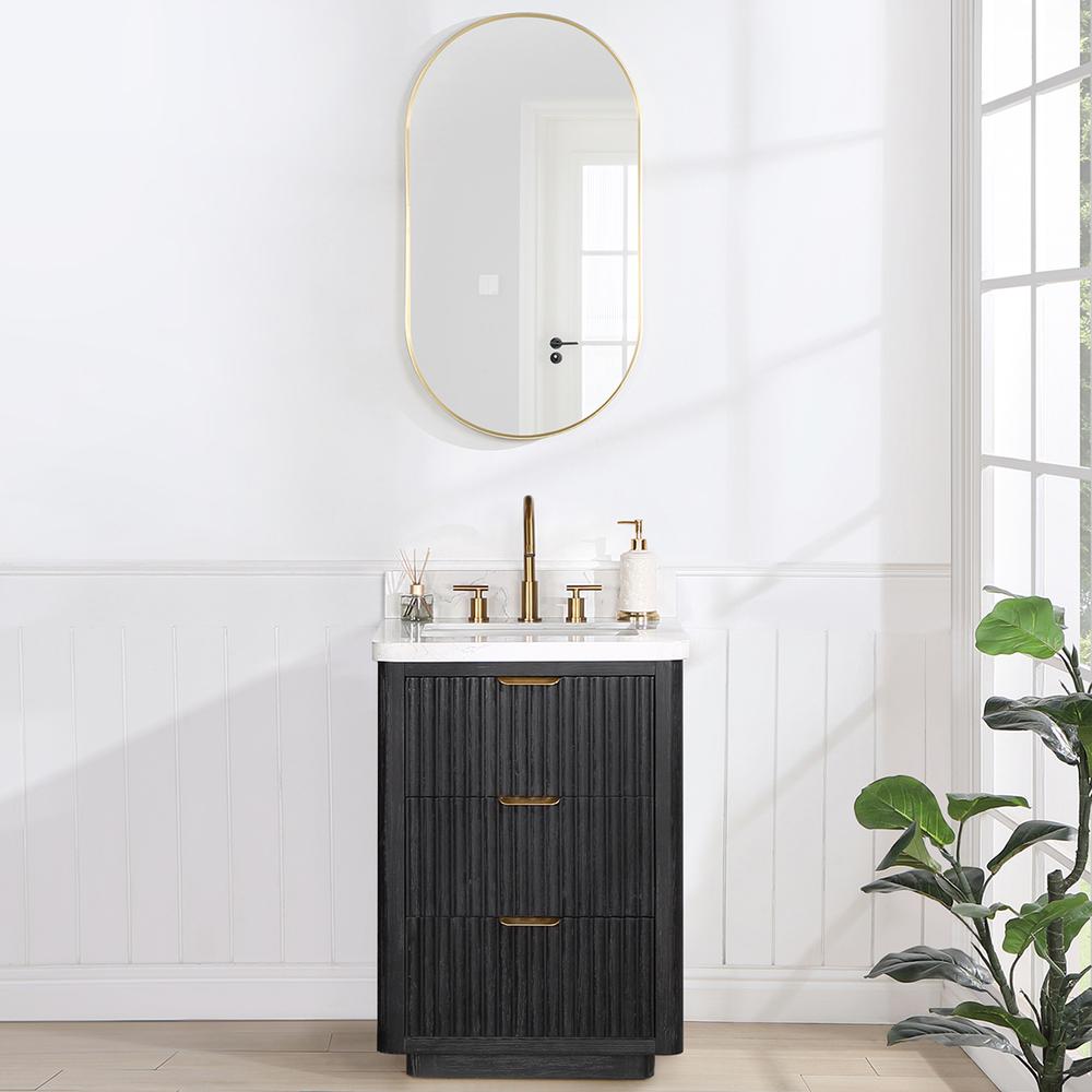 Free-standing Single Bathroom Vanity with Composite top and Mirror