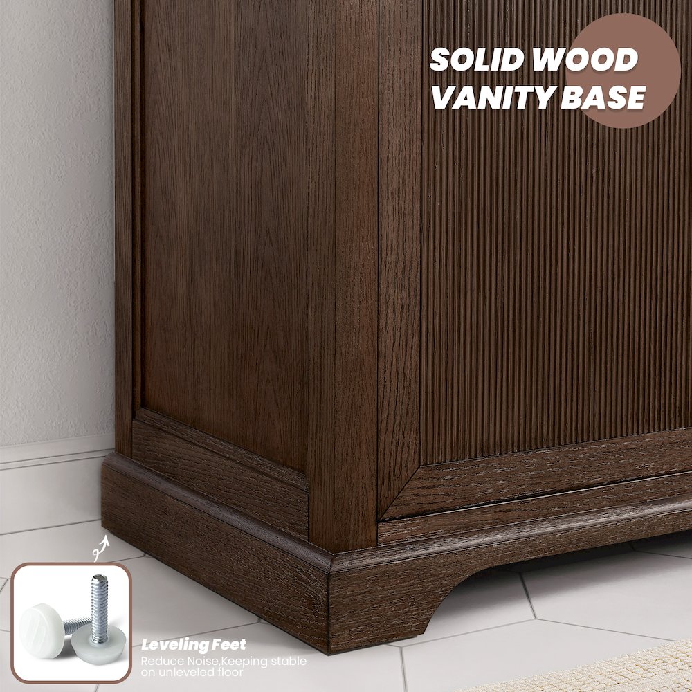 Tokyo 84" Freestanding Double Bath Vanity in Aged Dark Brown Oak