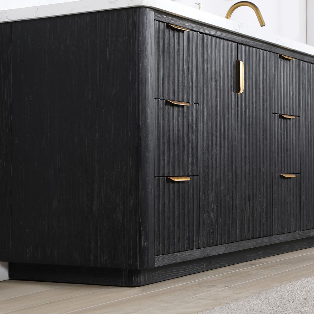 Free-standing Double Bathroom Vanity with Composite top in Lightning White