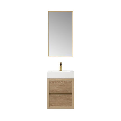 Single Sink Wall-Mount Bath Vanity Composite Integral Square Sink Top, Mirror