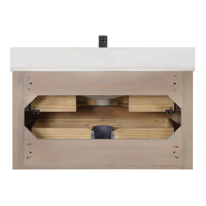 Cristo 36" Floating Single Bath Vanity in Fir Wood Brown