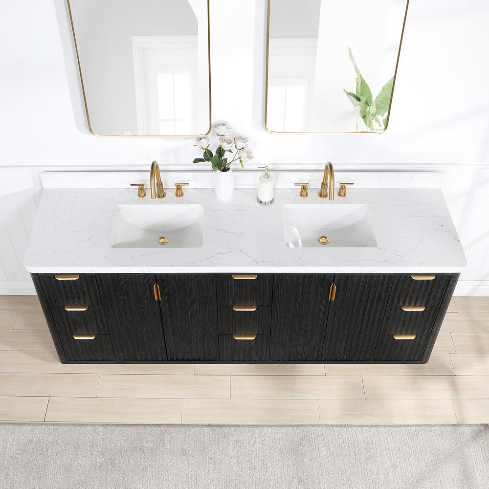 Free-standing Double Bathroom Vanity with Composite top and Mirror