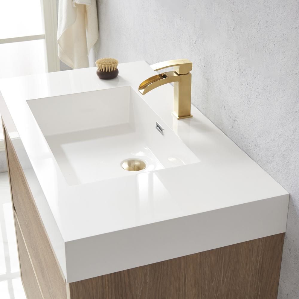 Single Sink Bath Vanity with White Composite Integral Square Sink Top