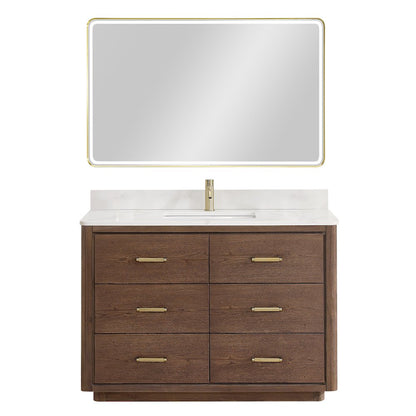 Porto 48" Free-standing Single Bath Vanity in Aged Dark Brown Oak