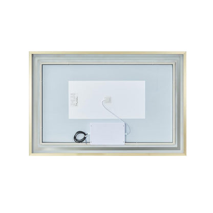 48" Rectangular Aluminum Framed LED Wall Mount Bathroom Vanity Mirror in Gold