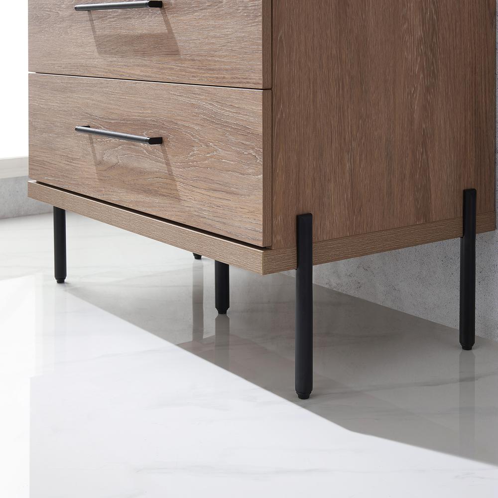 Single Sink Bath Vanity with Black Sintered Stone Top with Concrete Sink