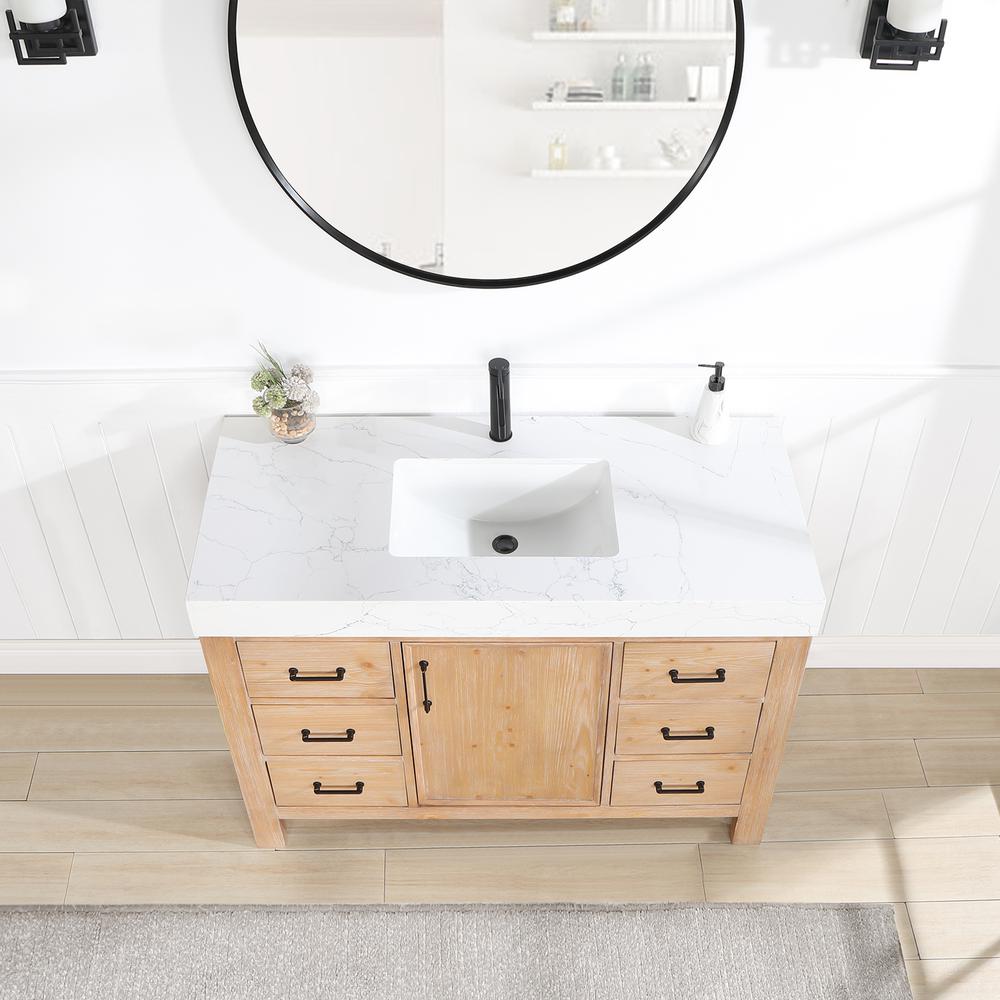 Free-standing Single Bathroom Vanity with Composite top and Mirror