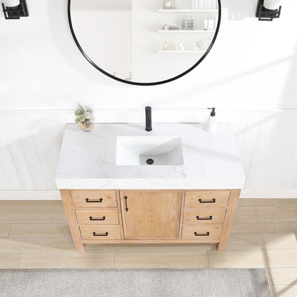 Free-standing Single Bathroom Vanity with Composite top and Mirror