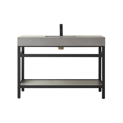 Single Sink Bath Vanity Metal Support with Grey Sintered Stone Top