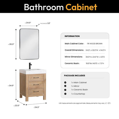 Free-standing Single Bathroom Vanity with Composite top and Mirror