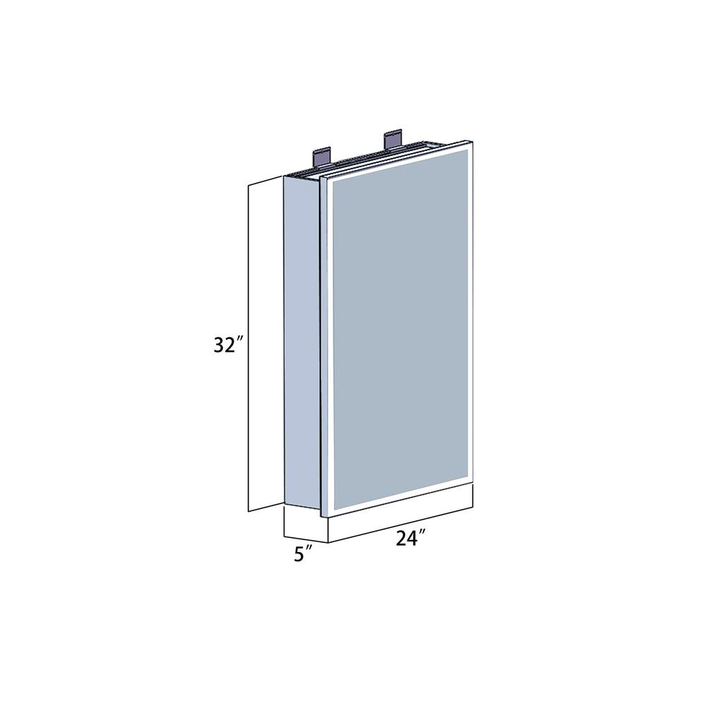 24" Rectangle Frameless Lighted Medicine Cabinet Wall Mounted Mirror