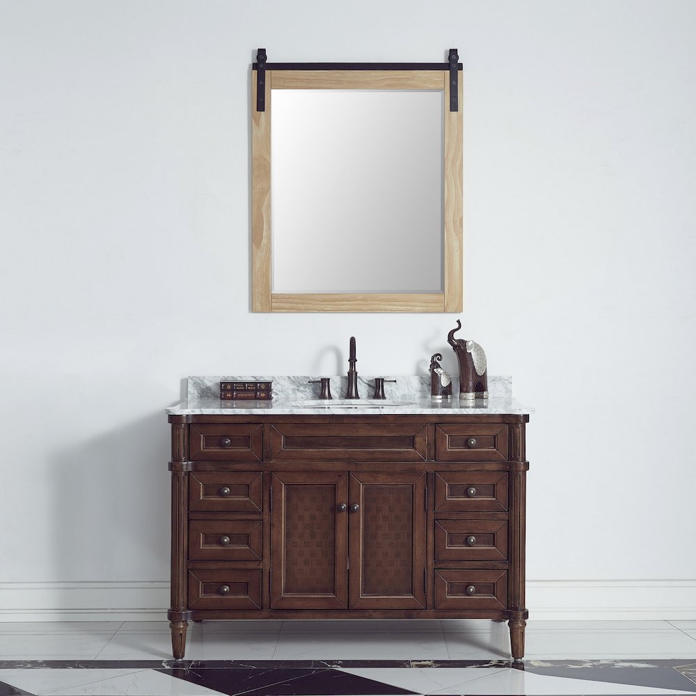 Cortes 32" Rectangular Bathroom Vanity Barndoor Wall Mount Mirror in Pine