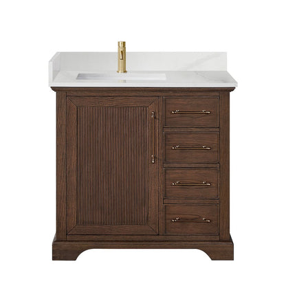 Tokyo 36" Freestanding Single Bath Vanity in Aged Dark Brown Oak