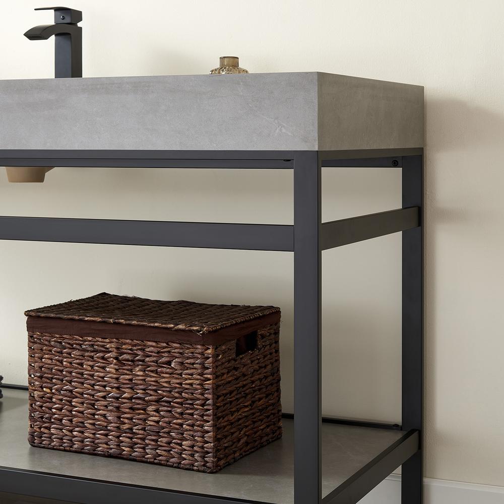 Single Sink Bath Vanity Metal Support with Grey Sintered Stone Top