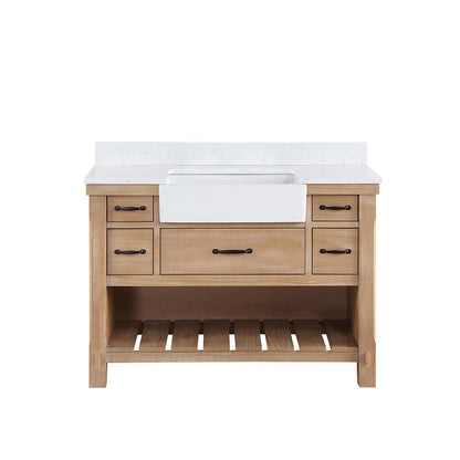 Single Bath Vanity with Composite Stone Top, White Farmhouse Basin