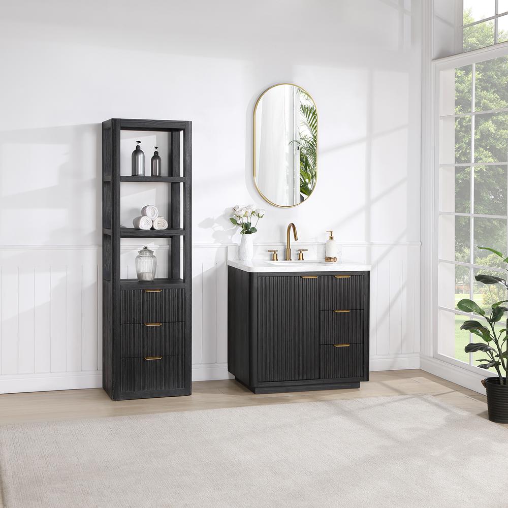 Free-standing Single Bathroom Vanity with Composite top and Mirror