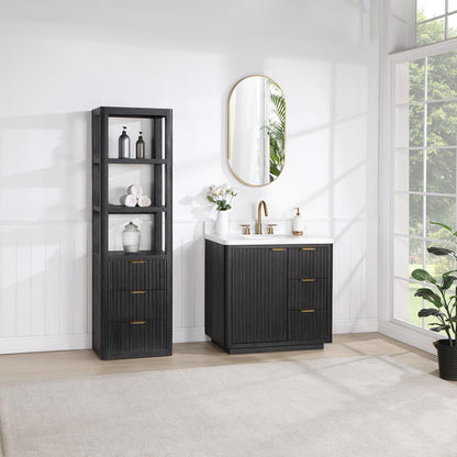 Free-standing Single Bathroom Vanity with Composite top and Mirror
