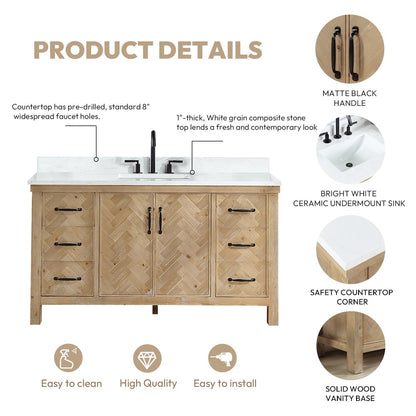 Javier 60" Free-standing Single Bath Vanity in Spruce Antique Brown