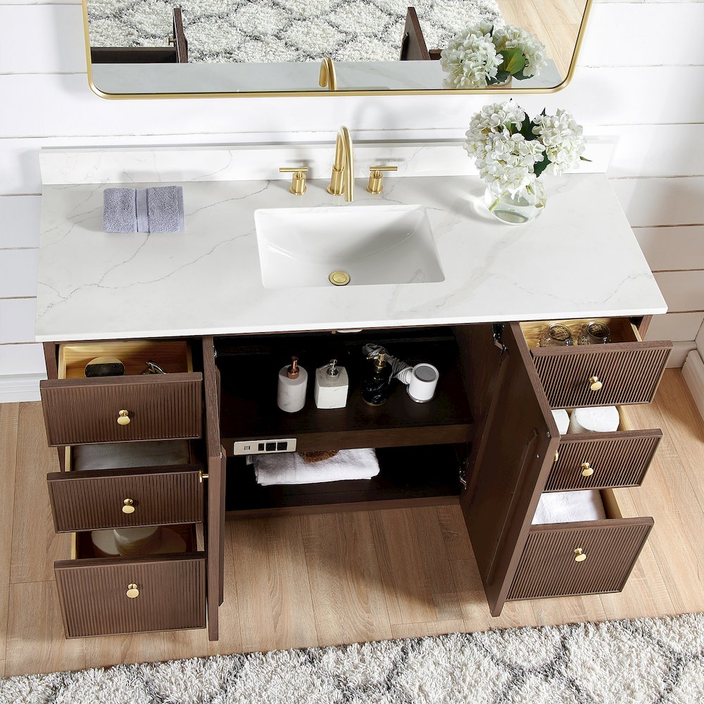 Oza 60" Free-standing Single Bath Vanity in Aged Dark Brown Oak