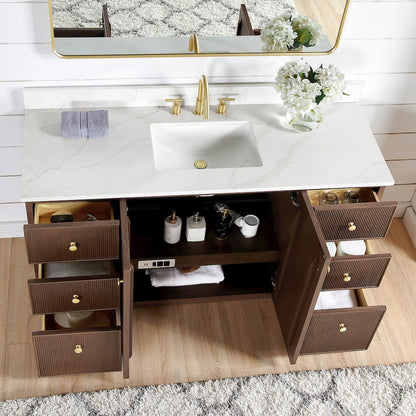 Oza 60" Free-standing Single Bath Vanity in Aged Dark Brown Oak