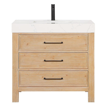 Free-standing Single Bathroom Vanity with Composite top in Lightning White
