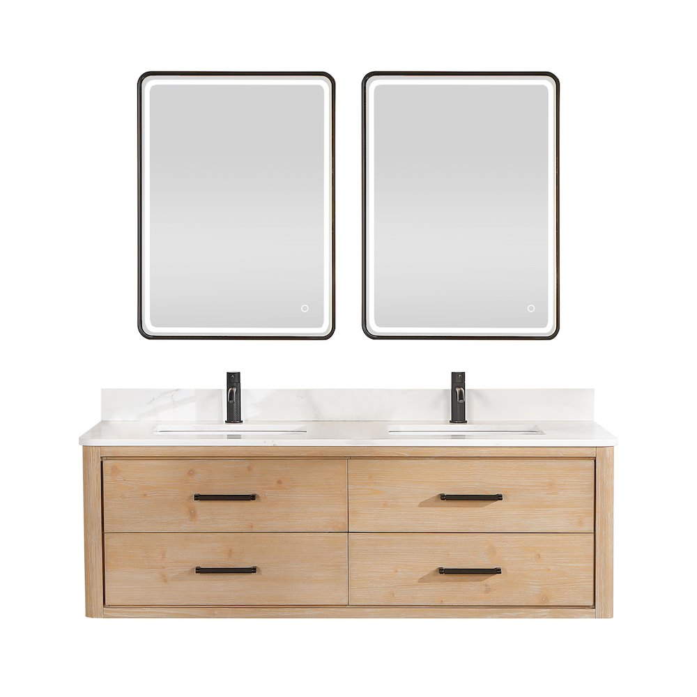 Cristo 60M" Floating Double Bath Vanity in Fir Wood Brown
