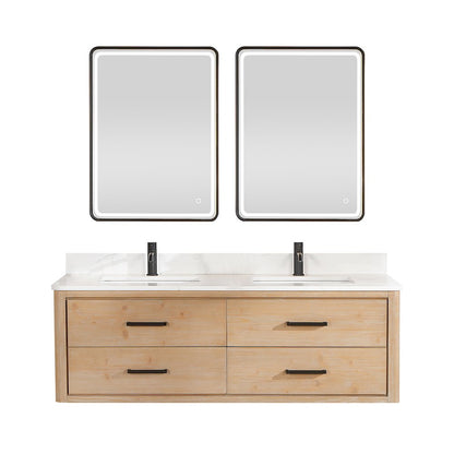 Cristo 60M" Floating Double Bath Vanity in Fir Wood Brown