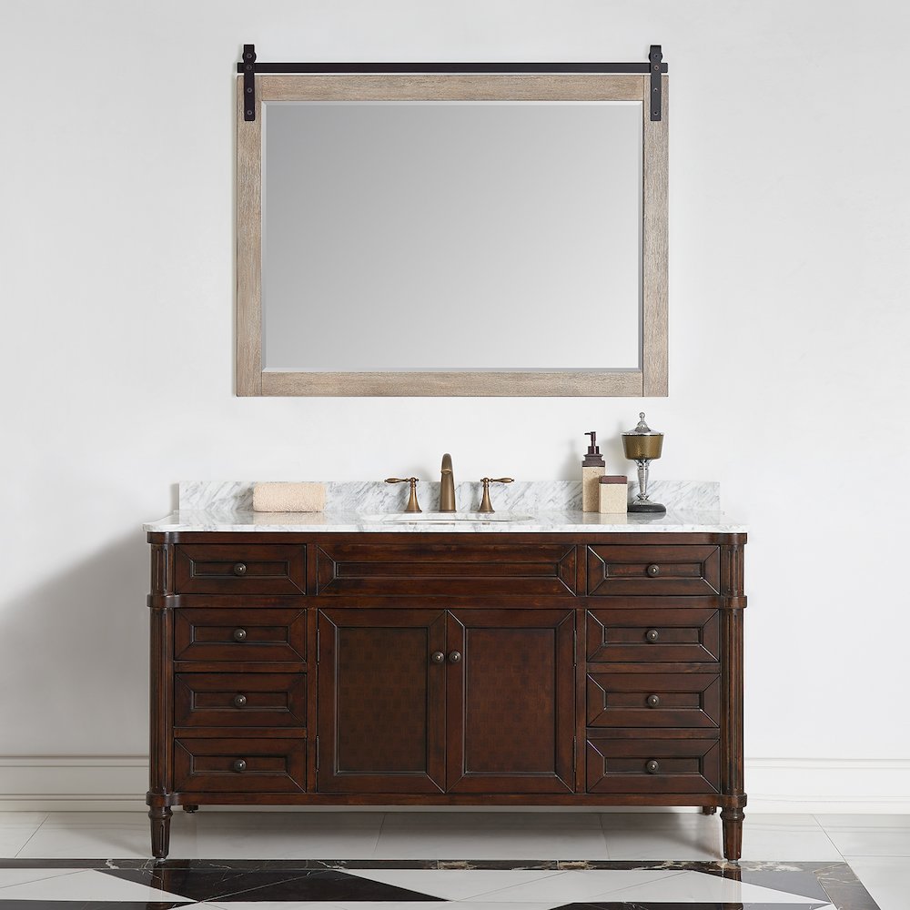 Cortes 48" Rectangular Bathroom Vanity Barndoor Wall Mount Mirror in Grey