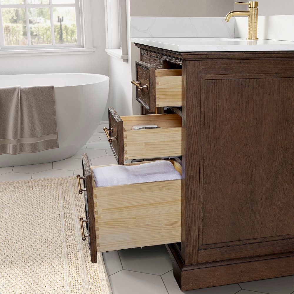 Tokyo 36" Freestanding Single Bath Vanity in Aged Dark Brown Oak