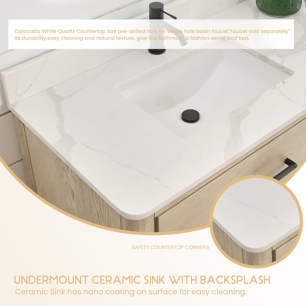 Porto 72" Free-standing Double Bath Vanity in Aged Natural Oak