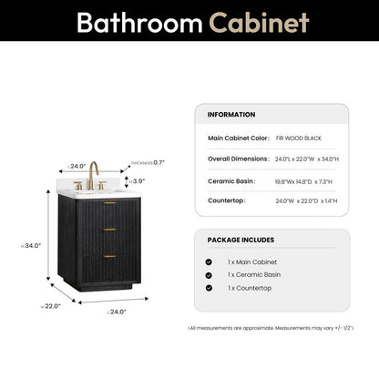 Free-standing Single Bathroom Vanity with Composite top in Lightning White