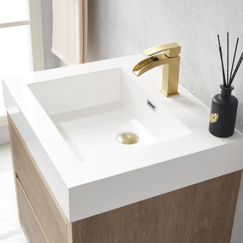 Single Sink Wall-Mount Bath Vanity with Composite Integral Square Sink Top